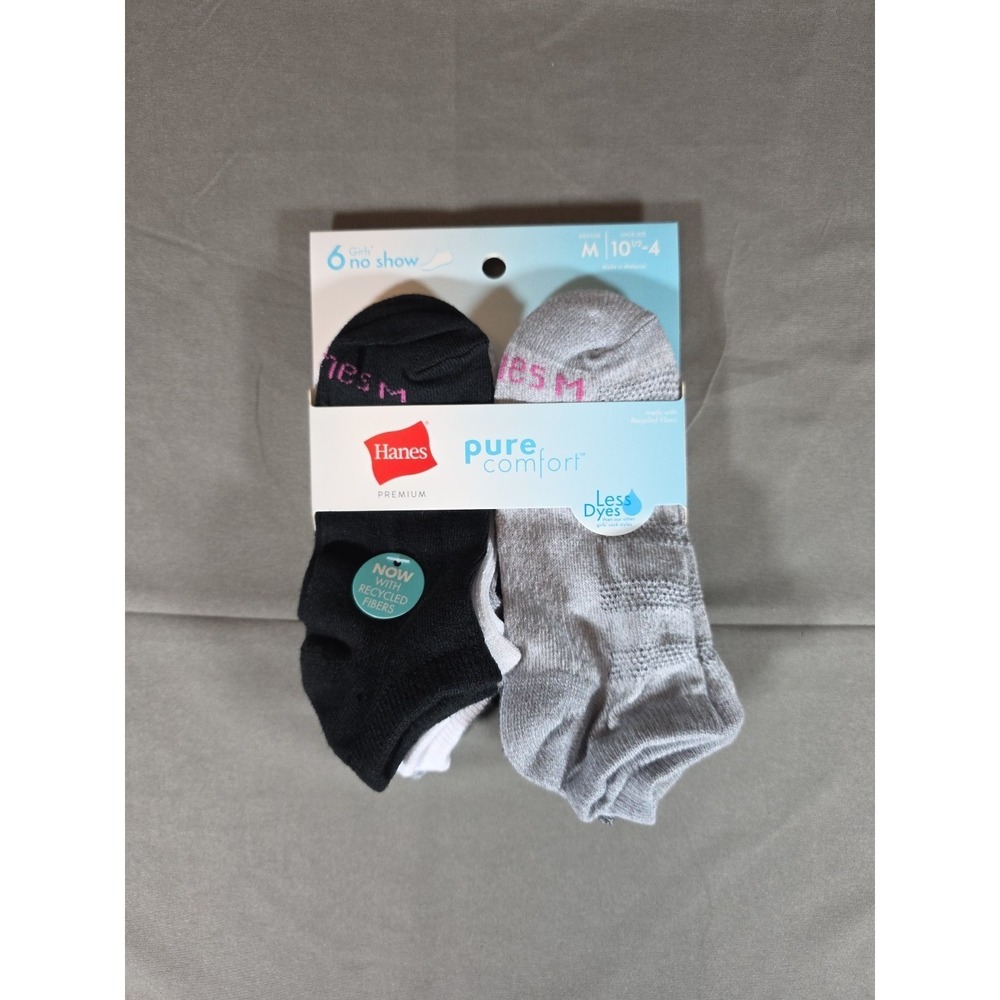 Hanes Lightweight 6 Pair No Show Socks Women's Shoe Size 10.5 - 4 organic cotton